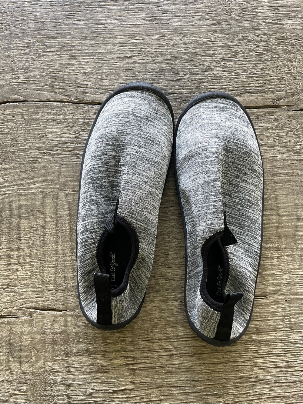 Cat & Jack Heather Gray Slip-On Knit Shoes with Black Trim